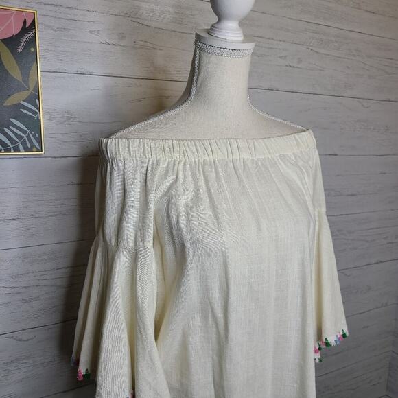 Altar'd State Size Small NWT Ivory Off Shoulder Tassel Sleeve Top - Picture 5 of 12